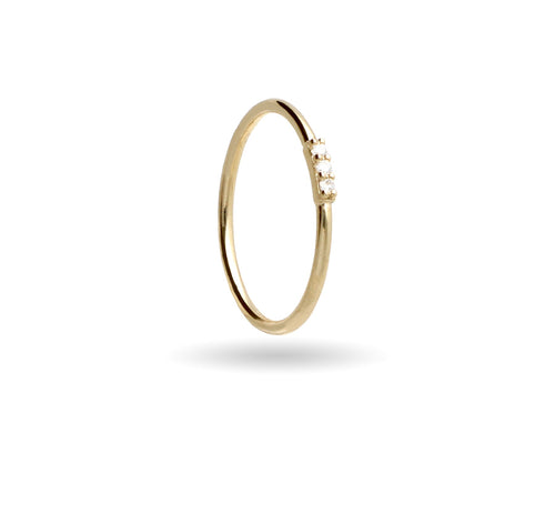 Anello Filodamore Rubinia Oro Giallo 9kt con 3 Diamanti