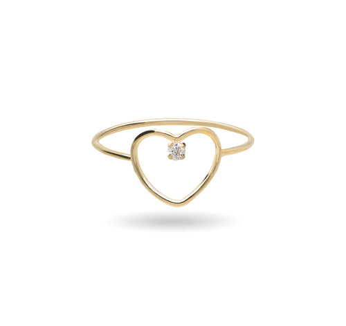 Anello Filodamore Rubinia Cuore Oro Giallo 9kt con Diamante