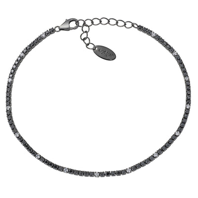 Bracciale Amen Tennis Mania Argento 925 Rutenio Zirconi Neri e Bianchi