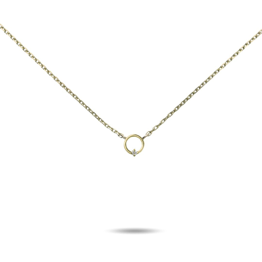 Collana Rubinia Filodamore Cerchio Oro Giallo 9kt con Diamante Bianco