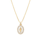 Collana Amen Mini Medaglia Miracolosa Bianco Perla Argento 925 Dorato