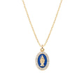 Collana Amen Mini Medaglia Miracolosa Blu Argento 925 Dorato