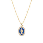 Collana Amen Mini Medaglia Miracolosa Blu Argento 925 Dorato