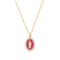 Collana Amen Mini Medaglia Miracolosa Bordeaux Argento 925 Dorato