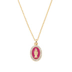 Collana Amen Mini Medaglia Miracolosa Bordeaux Argento 925 Dorato