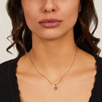 Collana Amen Mini Medaglia Miracolosa Bordeaux Argento 925 Dorato - vista 2