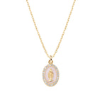 Collana Amen Mini Medaglia Miracolosa Rosa Perla Argento 925 Dorato