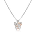 Collana Roberto Giannotti angelo con zirconi bianchi e cuori in argento rosato - packshot ufficiale