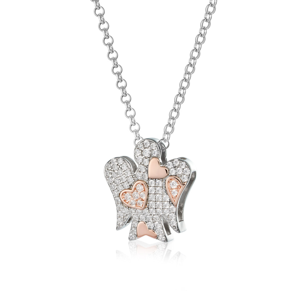 Collana Roberto Giannotti angelo con zirconi bianchi e cuori rosati - vista 2