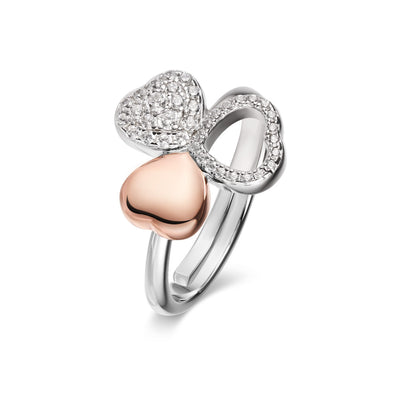 Anello Roberto Giannotti Trilogia di Cuori Argento Bicolore