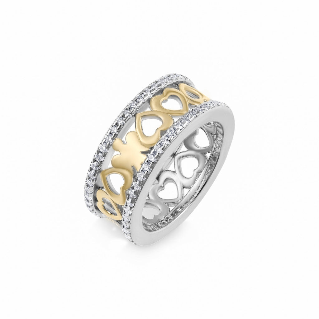 Anello Roberto Giannotti Angelo e Cuori Argento Dorato - dettaglio