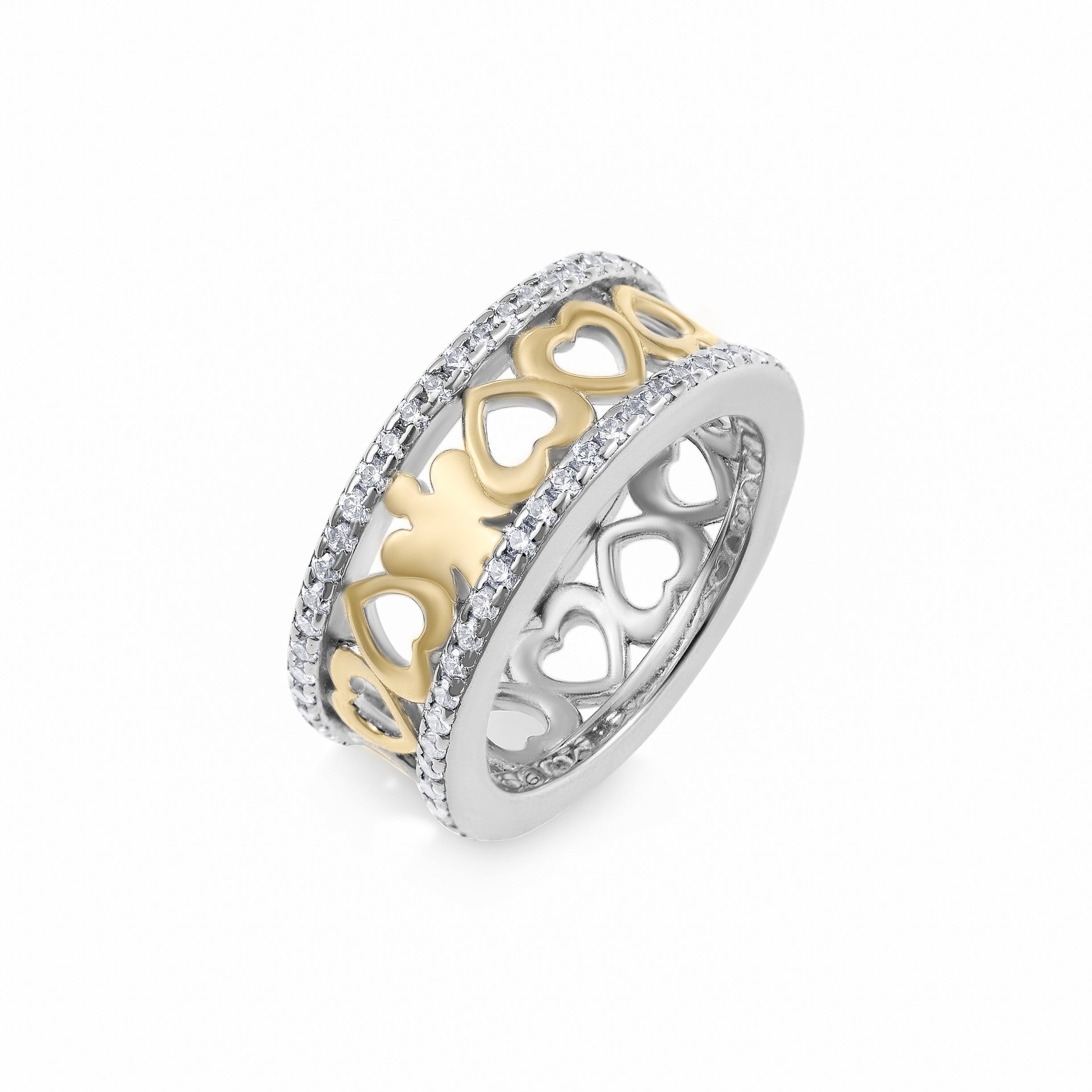 Anello Roberto Giannotti Angelo e Cuori Argento Dorato - dettaglio