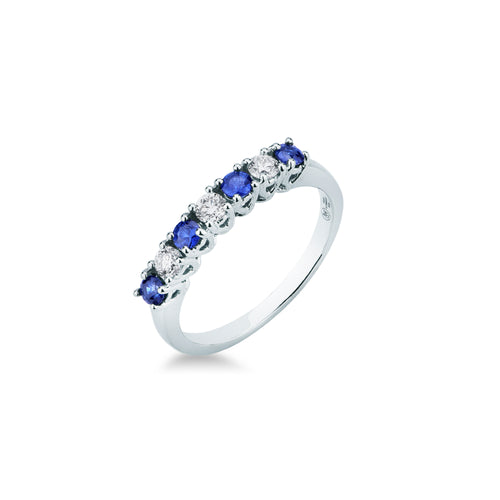 Anello Mirco Visconti Oro Bianco 18kt Diamanti e Zaffiri