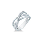 Anello Mirco Visconti Incrocio Fascia Larga Oro Bianco 18kt Diamanti 0,08ct