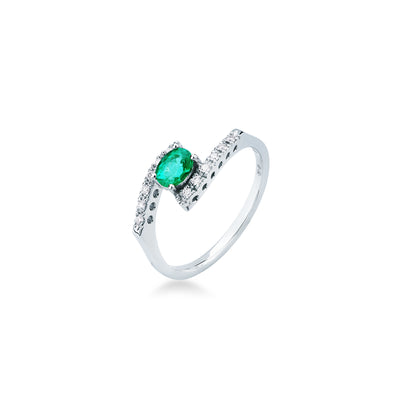 Anello Mirco Visconti Oro Bianco 18kt Smeraldo 0,33 ct e Diamanti