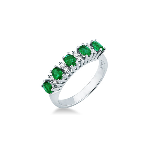 Anello Mirco Visconti Oro Bianco 18kt Diamanti e Smeraldi
