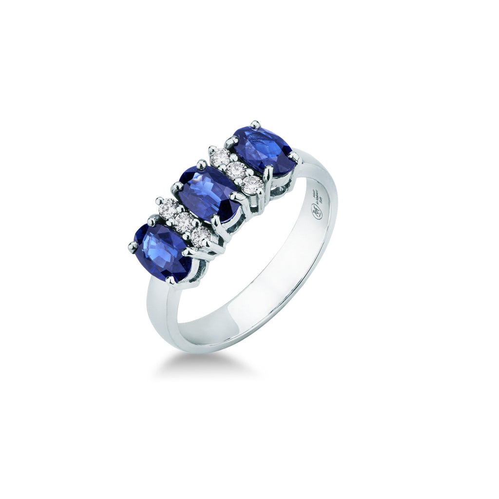 Anello Mirco Visconti Trilogy Oro Bianco 18kt Zaffiri 1,57 ct e Diamanti