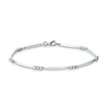 Bracciale Mirco Visconti in oro bianco 18kt con barrette lisce e gruppi di tre diamanti, chiusura a moschettone