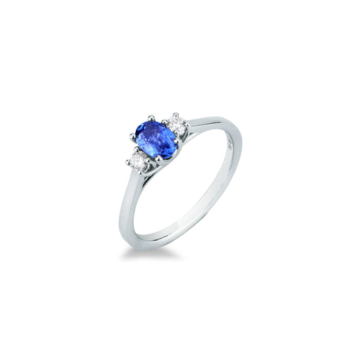 Anello Mirco Visconti Oro Bianco 18kt Diamanti e Zaffiri