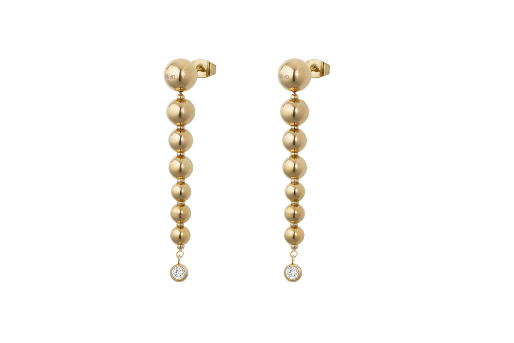 Orecchini Liu Jo Acciaio Gold Fashion Pendente Zirconi - packshot ufficiale