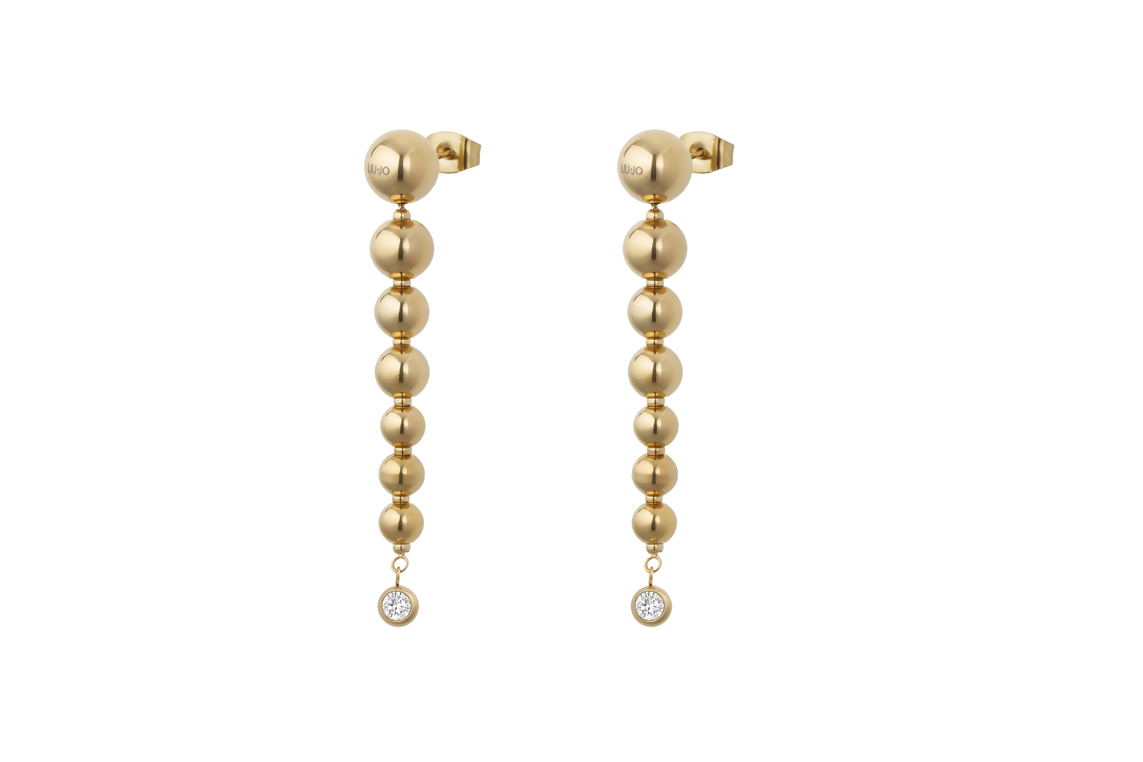 Orecchini Liu Jo Acciaio Gold Fashion Pendente Zirconi - packshot ufficiale