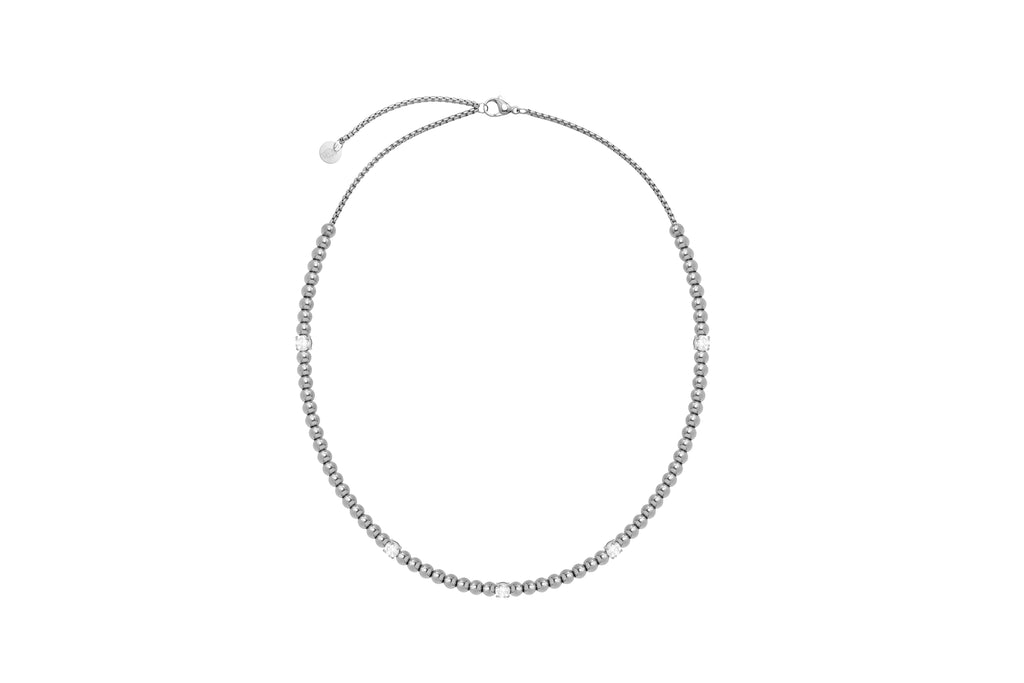 Collana Liu Jo in acciaio con sfere e zirconi bianchi - packshot ufficiale