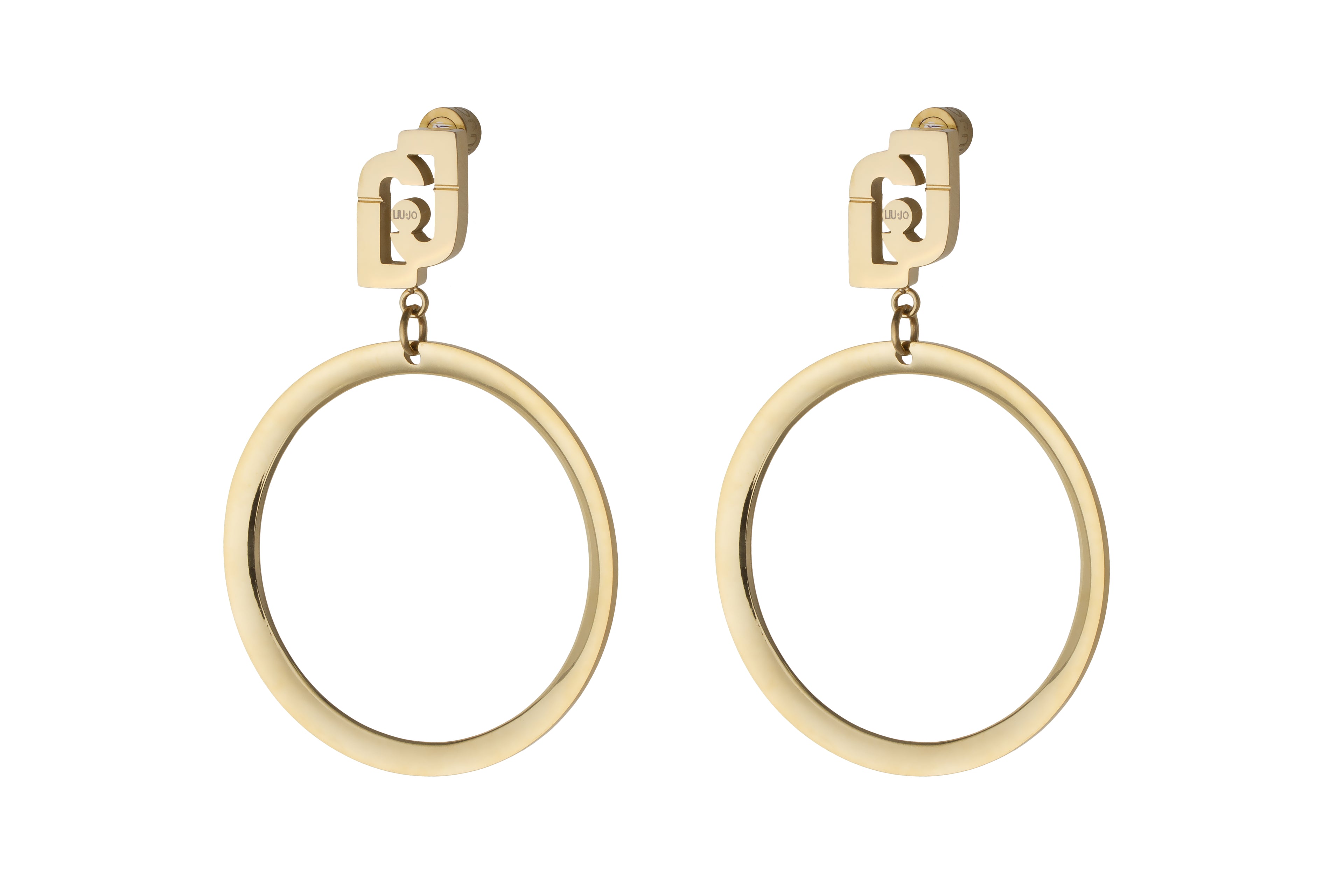 Orecchini Liu Jo Essential Acciaio Gold Logo e Cerchio - packshot ufficiale