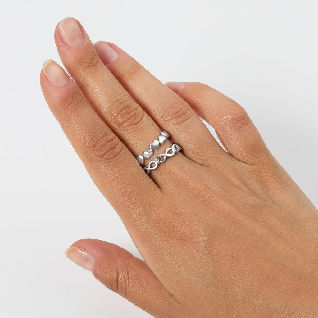 Anello Amen Fascia Cuori Argento 925 Rodiato - vista 2