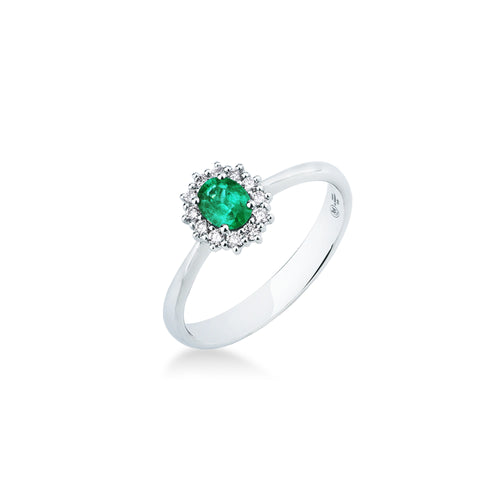 Anello Mirco Visconti Oro Bianco 18kt Smeraldo e Diamanti