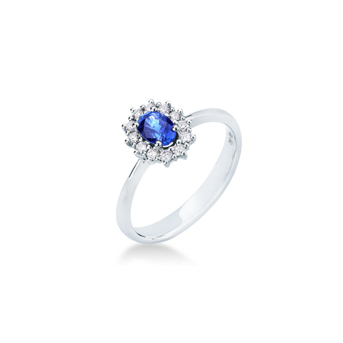 Anello Mirco Visconti Oro Bianco 18kt Zaffiro e Diamanti