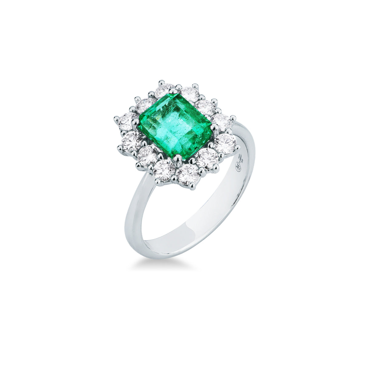 Anello Mirco Visconti Oro Bianco 18kt Smeraldo e Diamanti