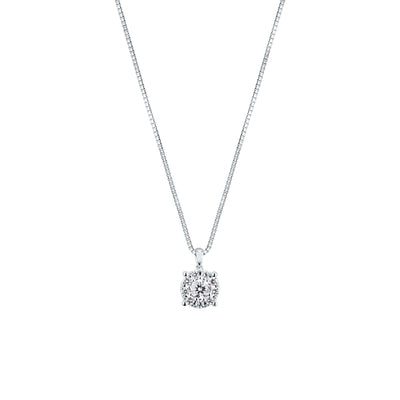 Girocollo Mirco Visconti in oro bianco 18kt con pendente multipietra e catena veneziana, diamanti colore F 0,48 ct