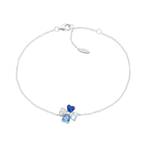 Bracciale Argento Amen Quadrifoglio Zirconi Blu BRQUBMBL | ARVIMO Gioielli