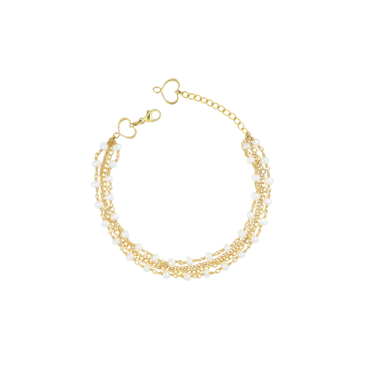 Bracciale Maman et Sophie Trame 2 Fili Perle Bianche e Catene