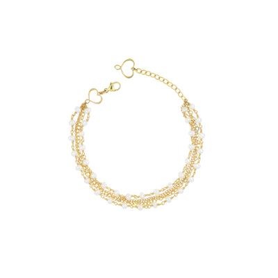 Bracciale Maman et Sophie Trame 2 Fili Perle Bianche e Catene