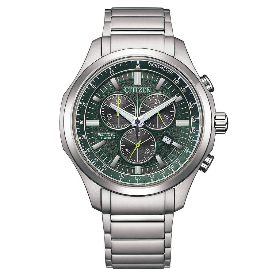 Orologio Citizen Crono Supertitanio Verde Eco-Drive - frontale