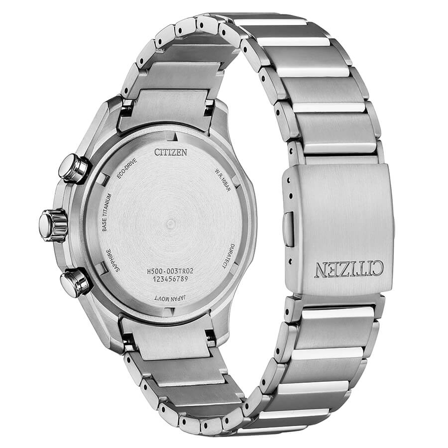 Orologio Citizen Crono Supertitanio Verde Eco-Drive - retro