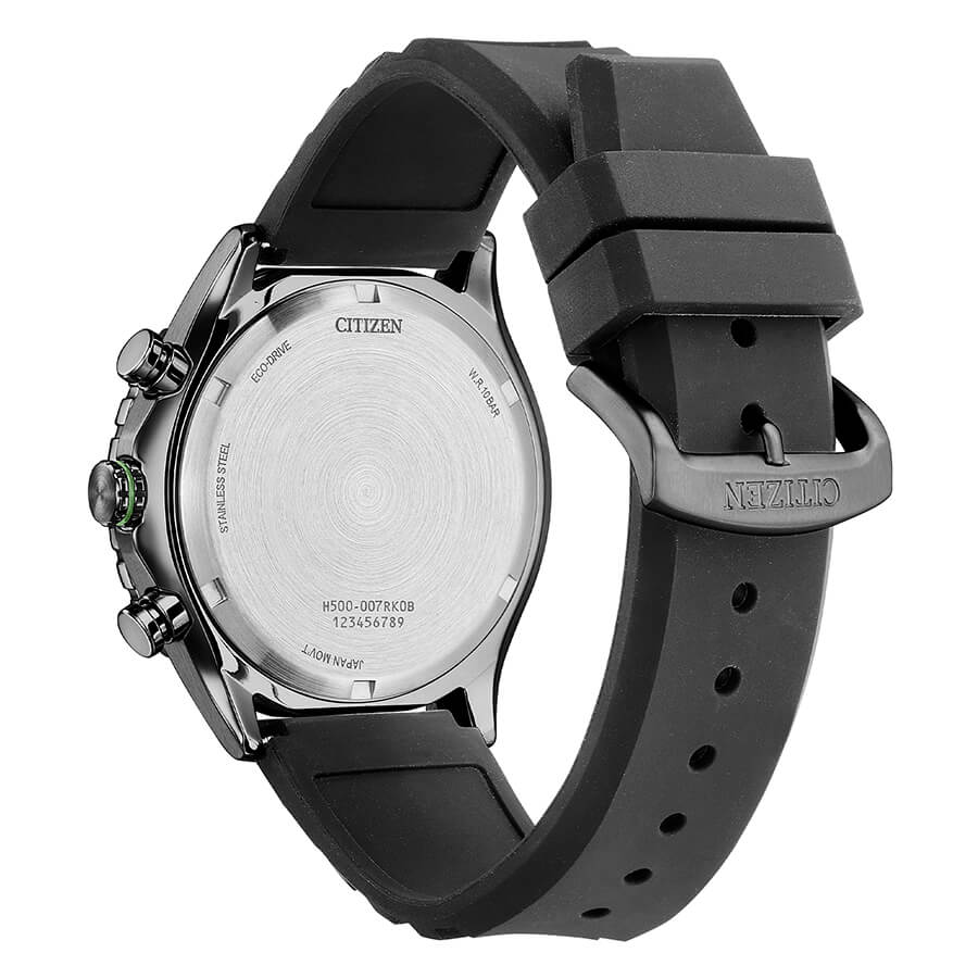 Orologio Citizen Crono Marine Eco-Drive Acciaio Nero - retro