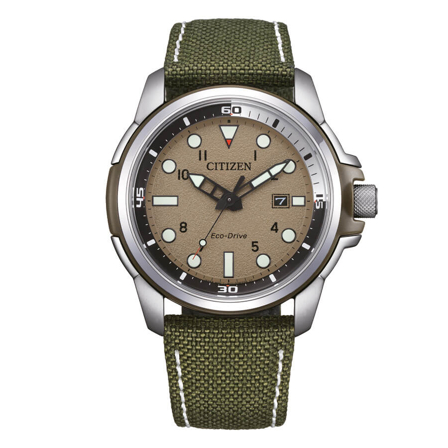 Orologio Citizen Sporty Sea acciaio quadrante khaki - frontale
