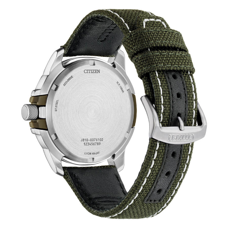 Orologio Citizen Sporty Sea acciaio quadrante khaki - retro