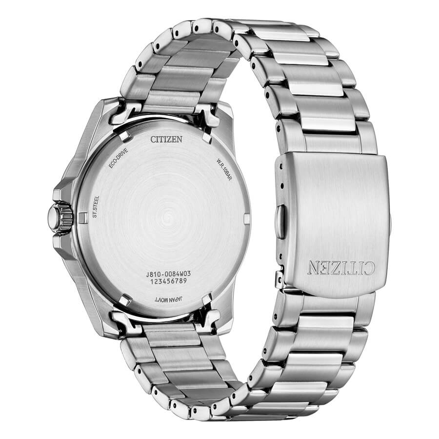 Orologio Citizen Sporty Sea acciaio quadrante nero onde - retro