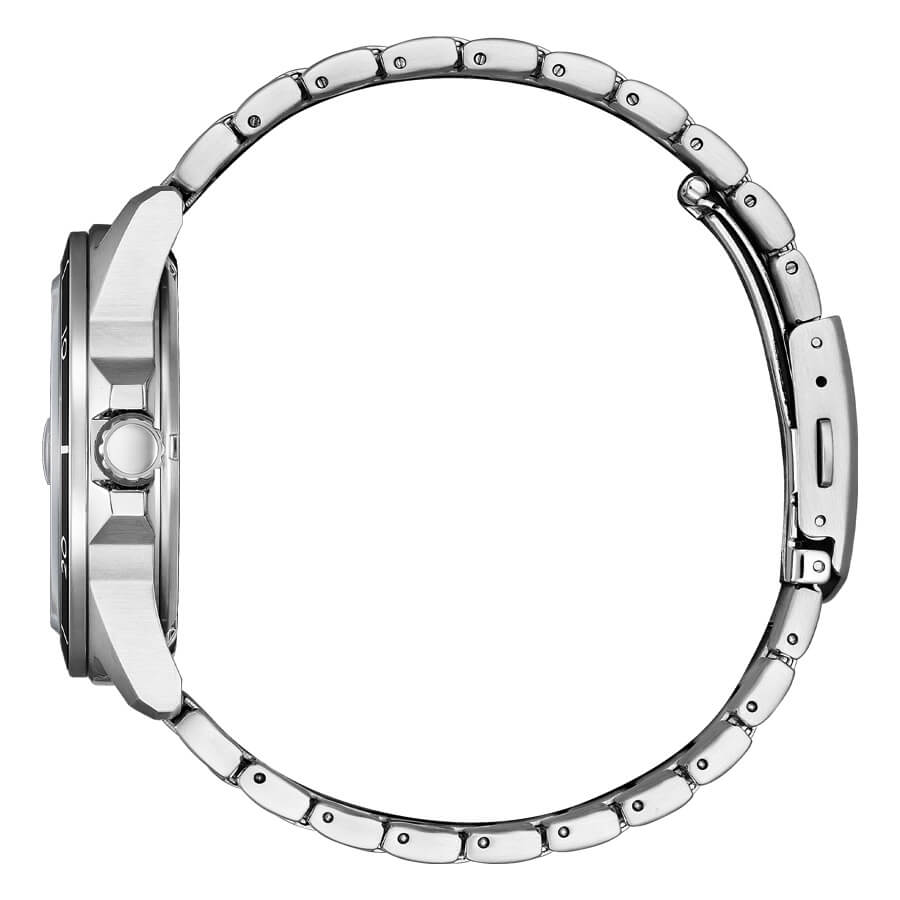 Orologio Citizen Sporty Sea acciaio quadrante nero onde - lato