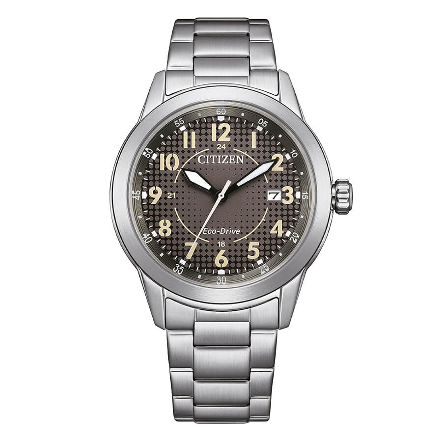 Orologio Citizen Field Eco-Drive quadrante grigio acciaio - frontale
