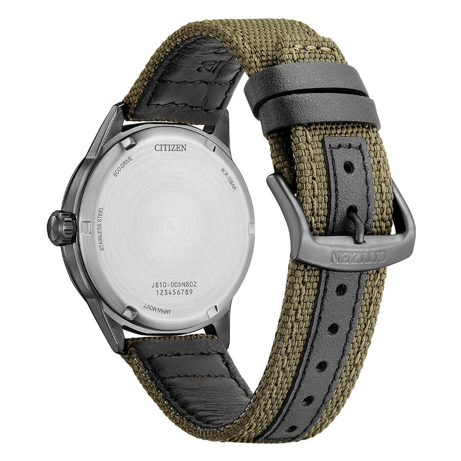 Orologio Citizen Field Eco-Drive quadrante verde kaki - retro