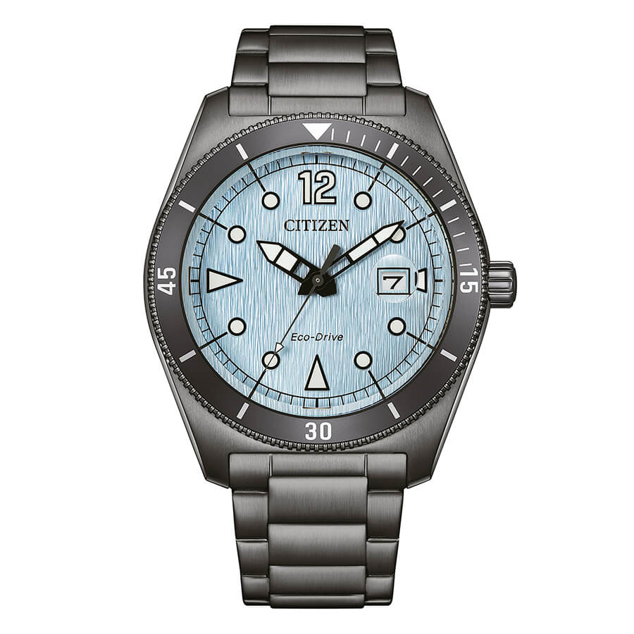 Orologio Citizen Marine Eco-Drive acciaio quadrante azzurro - frontale