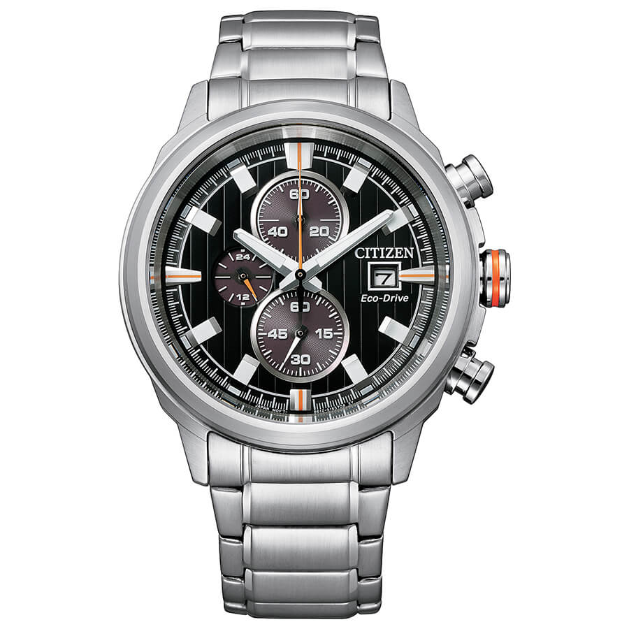 Orologio Citizen Crono Sport Acciaio Eco-Drive Nero - frontale
