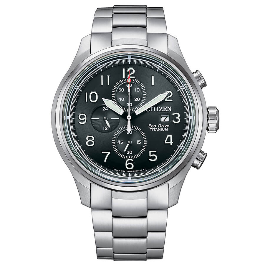 Cronografo Citizen Supertitanio Eco-Drive Nero 44mm - frontale