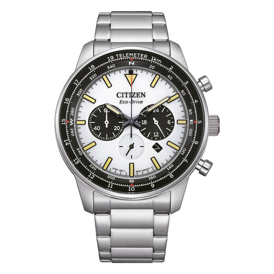 Orologio Citizen Outdoor Eco-Drive Telemetro Quadrante Bianco - frontale
