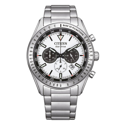 Orologio Citizen Outdoor Eco-Drive Pulsometro Quadrante Bianco - frontale