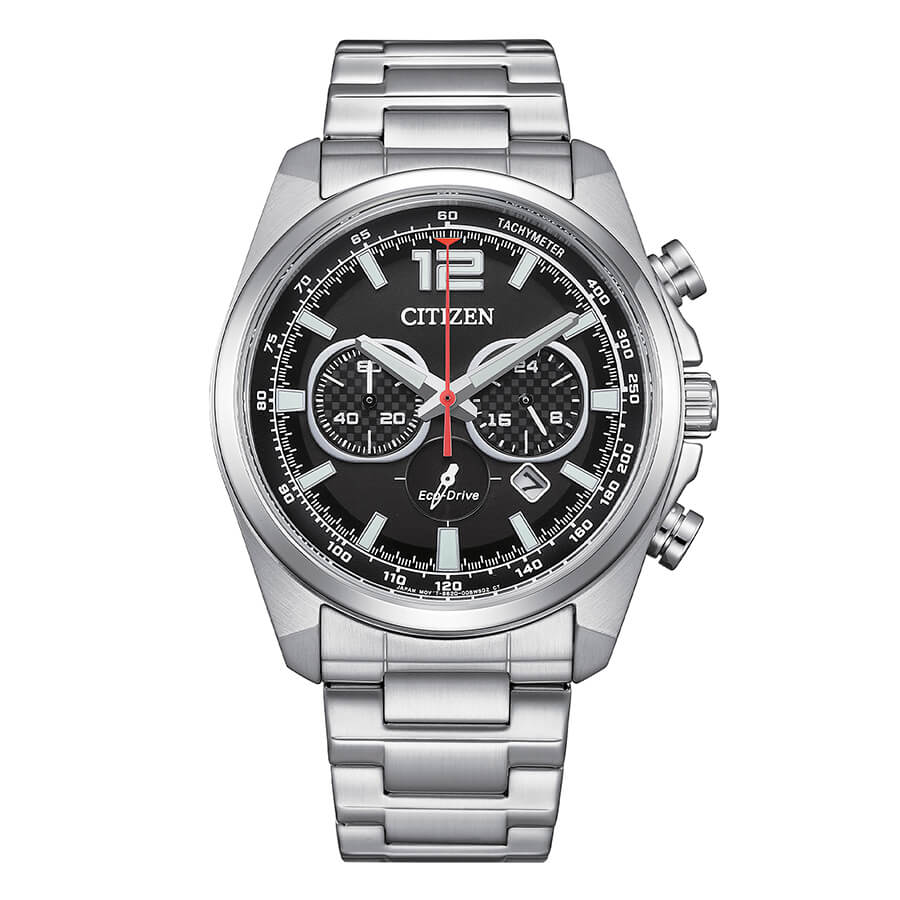 Orologio Citizen Crono Racing Eco-Drive Acciaio Nero - frontale